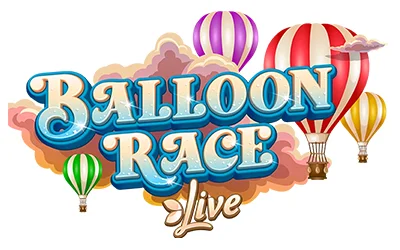 Interface du jeu Balloon Race Live d’Evolution avec ballons colorés et multiplicateurs dans un live casino en Belgique.