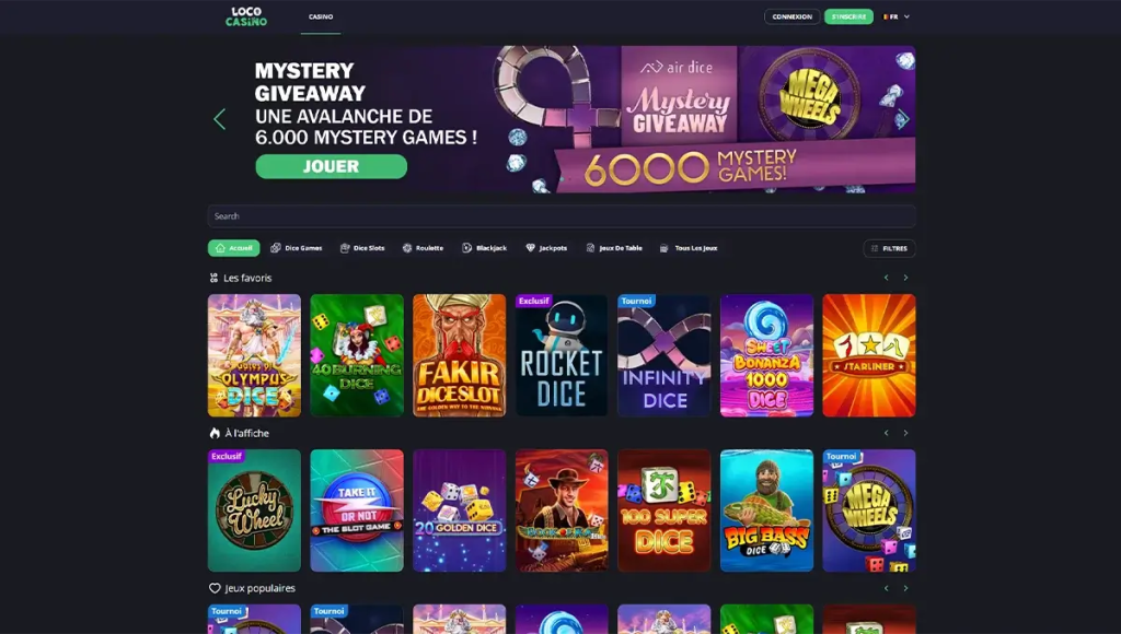 Interface de Loco Casino Belgique avec inscription via itsme et jeux en ligne sécurisés sous licence B+.