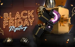 Afbeelding van de Black Friday Mystery-minigame van Casino Magic met gestapelde cadeaus en een duidelijke interface om de totale waarde te schatten.
