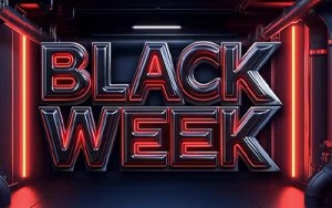 Chambre noire de la Black Week Circus Casino Belgique avec vitrine de cadeaux éclairée par des néons pour le concours d’estimation.