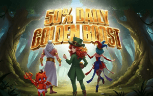 Banner Daily Golden Boost op Golden Palace Casino – promotie november 2025 in België, +50 % extra winst