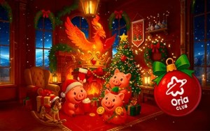 Visueel beeld van het Oria Clubtoernooi in december, met TaDa Gaming-slots, vermenigvuldigers en een kosmische sfeer.